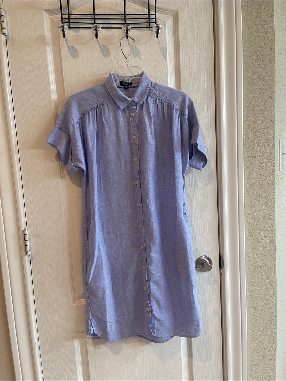 J. Crew Light Blue Short-Sleeve Button-Down Shirt Dress